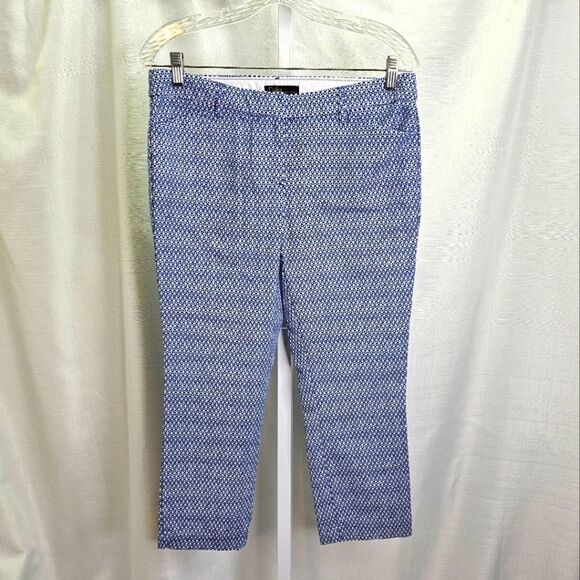 Dalia Blue Geometric Print Cropped Pants Size 6 - Picture 1 of 11